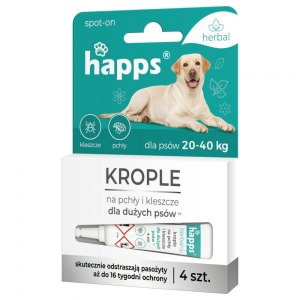 Happs krople na pchły i kleszcze dla dużych psów 4szt