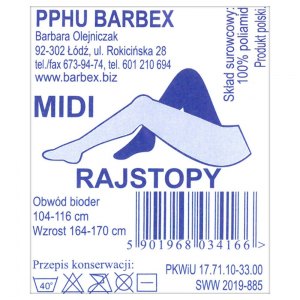 Barbex rajstopy Midi beżowe 1 para