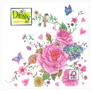 Daisy Serwetki ozdobne R&oacute;że z Motylami 20szt