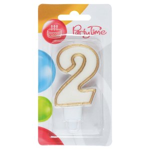 Party Time świeczka urodzinowa cyferka 2 złota