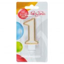 Party Time świeczka urodzinowa cyferka 1 złota