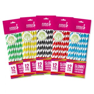 Anna Zaradna słomki papierowe koktajlowe 12szt