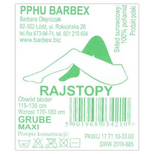 Barbex Rajstopy damskie grube brązowe MAXI