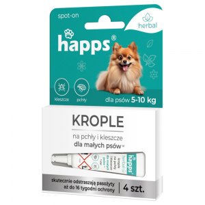 Happs krople na pchły i kleszcze dla małych psów 4szt