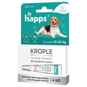Happs krople na pchły i kleszcze dla średnich ps&oacute;w 4szt